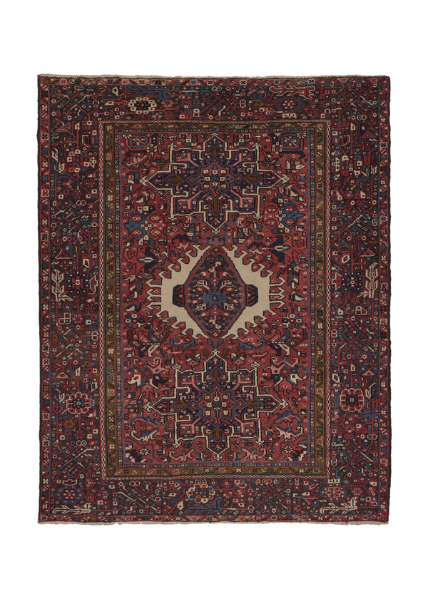 31748 Persian Rug Gharajeh Handmade Area Tribal Vintage 4'9'' x 6'2'' -5x6- Red Geometric Design