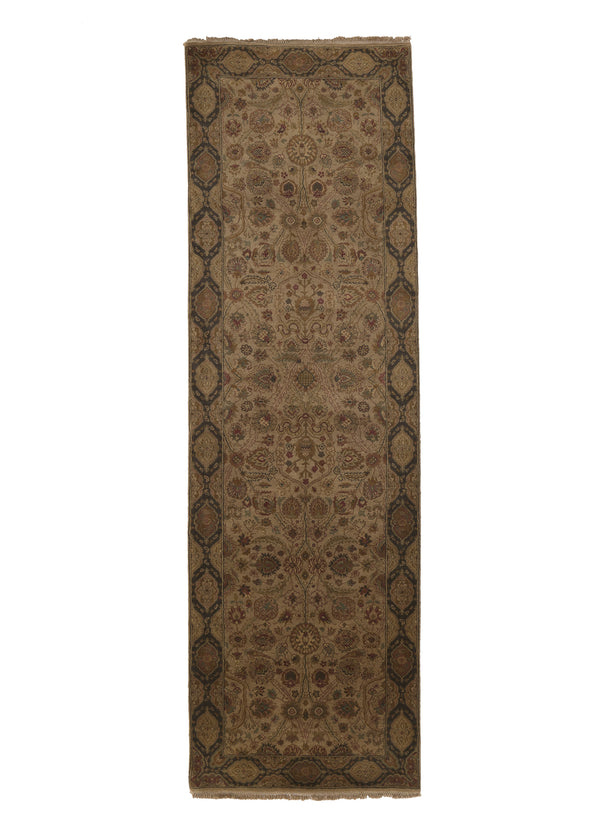 31882 Oriental Rug Indian Handmade Runner Transitional 3'2'' x 10'1'' -3x10- Whites Beige Jaipur Floral Design