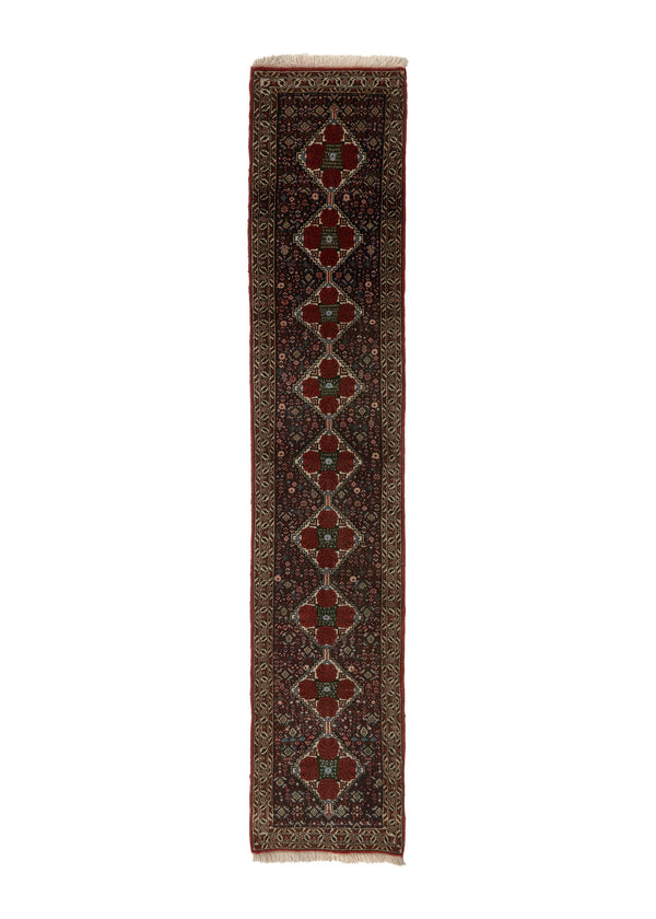 31897 Persian Rug Kurdistan Handmade Runner Tribal 1'8'' x 8'7'' -2x9- Red Herati Floral Design