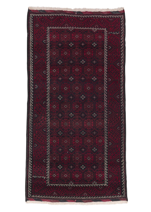 31898 Persian Rug Baloch Handmade Area Runner Tribal 4'1'' x 7'9'' -4x8- Red Geometric Design