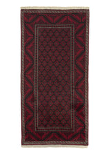 31900 Persian Rug Baloch Handmade Area Runner Tribal 3'9'' x 7'6'' -4x8- Red Black Bokhara Design