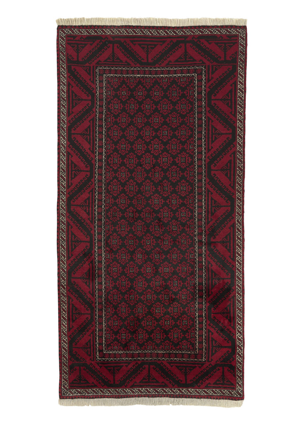 31900 Persian Rug Baloch Handmade Area Runner Tribal 3'9'' x 7'6'' -4x8- Red Black Bokhara Design
