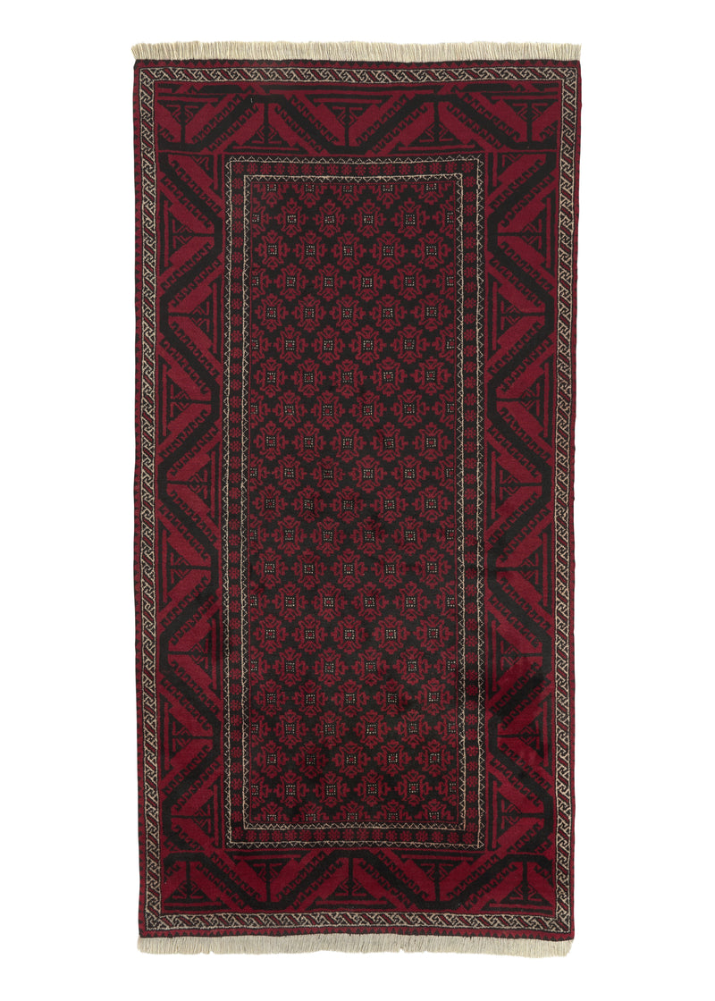 31900 Persian Rug Baloch Handmade Area Runner Tribal 3'9'' x 7'6'' -4x8- Red Black Bokhara Design
