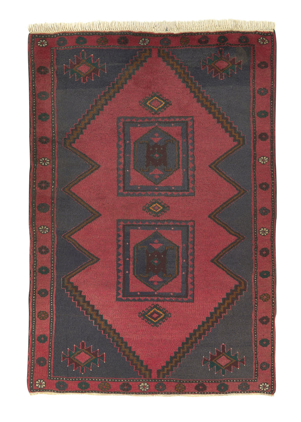 31903 Persian Rug Zabol Handmade Area Tribal Vintage 3'5'' x 5'0'' -3x5- Pink Purple Geometric Design