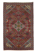31907 Persian Rug Josheghan Handmade Area Tribal 4'4'' x 6'7'' -4x7- Multi-color Red Pink Geometric Design