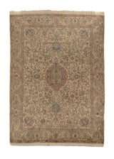 31908 Persian Rug Kerman Handmade Area Traditional Vintage 9'0'' x 12'4'' -9x12- Whites Beige Pink Floral Design