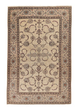 31948 Persian Rug Kashan Handmade Area Traditional 4'5'' x 6'11'' -4x7- Brown Whites Beige Shah Abbasi Design