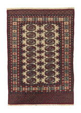 31995 Oriental Rug Pakistani Handmade Area Tribal 4'2'' x 5'11'' -4x6- Red Whites Beige Bokhara Design
