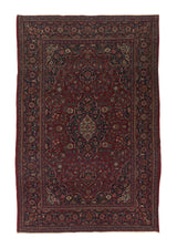 32011 Persian Rug Kashan Handmade Area Antique Traditional 4'5'' x 6'6'' -4x7- Red Toranj Mehrab Floral Design