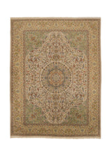 32019 Oriental Rug Indian Handmade Area Traditional 9'0'' x 11'10'' -9x12- Whites Beige Green Animals Floral Design