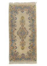 32026 Persian Rug Kerman Handmade Area Runner Traditional 2'1'' x 4'2'' -2x4- Whites Beige Blue Floral Open Field Design