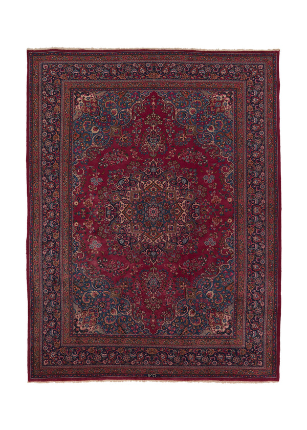 32034 Persian Rug Mashhad Handmade Area Traditional 9'7'' x 12'8'' -10x13- Whites Beige Red Floral Design