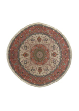 32076 Persian Rug Tabriz Handmade Round Traditional 6'3'' x 6'3'' -6x6- Pink Whites Beige Floral Naghsh Design