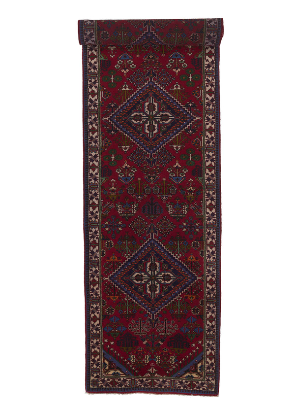 32103 Persian Rug Josheghan Handmade Runner Tribal 3'3'' x 14'4'' -3x14- Red Multi-color Geometric Design