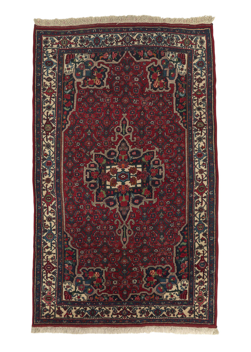 32118 Persian Rug Bijar Handmade Area Traditional 4'4'' x 7'0'' -4x7- Red Floral Design