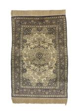 32138 Oriental Rug Chinese Handmade Area Traditional 2'0'' x 3'0'' -2x3- Black Whites Beige Floral Design