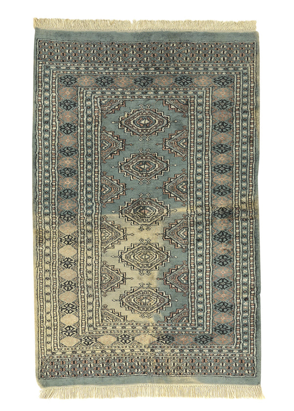 32149 Oriental Rug Pakistani Handmade Area Tribal 3'0'' x 4'8'' -3x5- Gray Bokhara Design