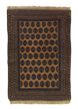 32160 Oriental Rug Afghan Handmade Area Tribal 3'0'' x 4'4'' -3x4- Yellow Gold Bokhara Elephant Foot Design