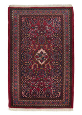 32214 Persian Rug Hamadan Handmade Area Tribal 2'9'' x 4'3'' -3x4- Red Floral Design