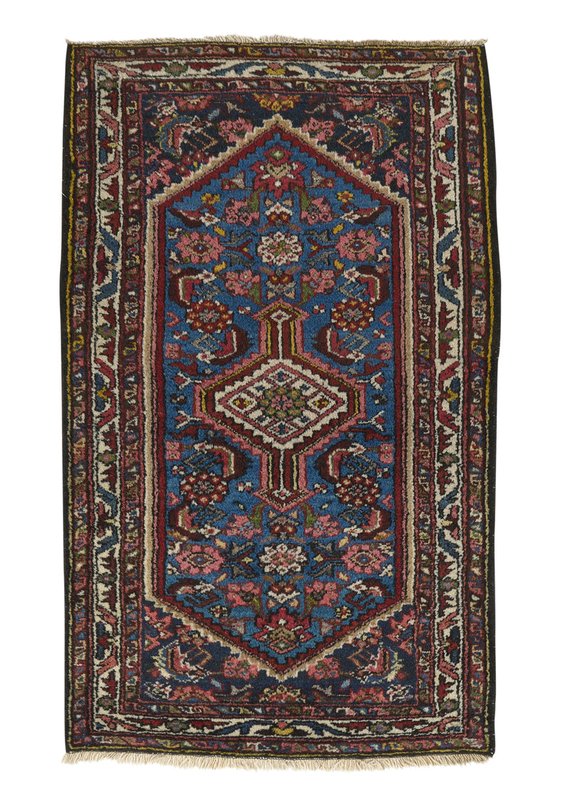 32223 Persian Rug Malayer Handmade Area Tribal Vintage 2'4'' x 4'1'' -2x4- Blue Geometric Design