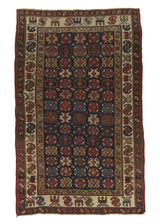 32245 Persian Rug Kurdistan Handmade Area Antique Tribal 4'0'' x 6'10'' -4x7- Whites Beige Blue Geometric Design