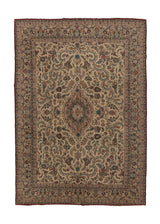 32252 Persian Rug Kashan Handmade Area Traditional 10'5'' x 15'2'' -10x15- Whites Beige Blue Floral Design
