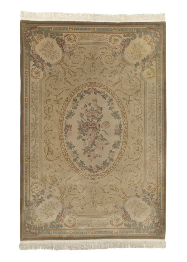 32255 Oriental Rug Chinese Handmade Area Traditional 6'0'' x 9'0'' -6x9- Whites Beige Tapestry Design