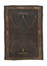 32274 Persian Rug Malayer Handmade Area Antique Tribal 4'5'' x 6'2'' -4x6- Blue Yellow Gold Unusual Design