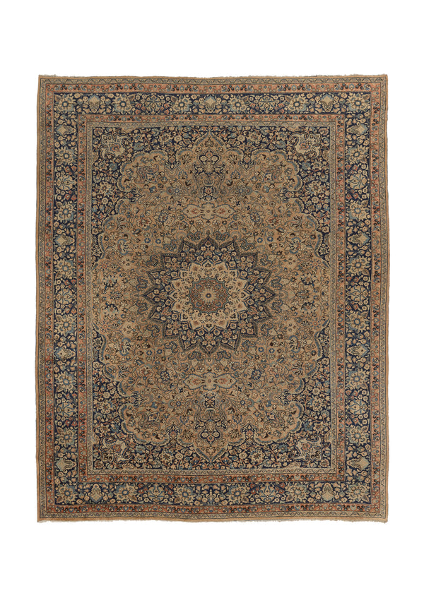 32275 Persian Rug Mashhad Handmade Area Antique Traditional 10'4'' x 13'4'' -10x13- Orange Blue Floral Design