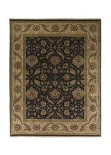 32300 Oriental Rug Indian Handmade Area Transitional 8'0'' x 10'2'' -8x10- Black Whites Beige Jaipur Floral Design