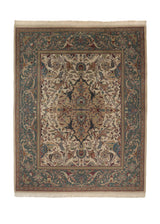 32304 Oriental Rug Indian Handmade Area Traditional 9'0'' x 11'10'' -9x12- Whites Beige Green Floral Design