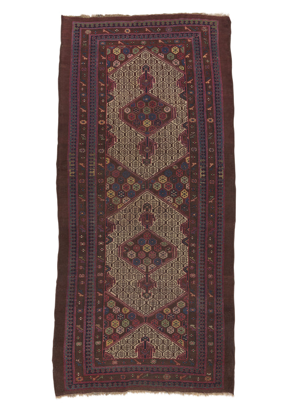 32312 Persian Rug Sarab Handmade Area Runner Antique Tribal 4'3'' x 9'6'' -4x10- Brown Geometric Design