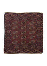 32329 Persian Rug Turkmen Handmade Area Square Antique Tribal 3'8'' x 3'10'' -4x4- Red Bokhara Design