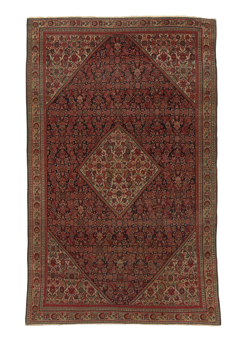 32330 Persian Rug Farahan Handmade Area Antique Traditional 3'10'' x 6'5'' -4x6- Red Green Geometric Design