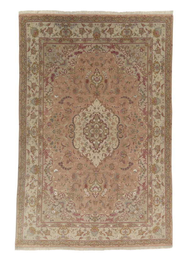 32331 Persian Rug Tabriz Handmade Area Traditional 6'5'' x 9'10'' -6x10- Pink Naghsh Floral Design