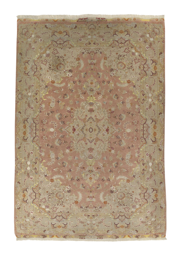 32332 Persian Rug Tabriz Handmade Area Traditional 6'7'' x 9'9'' -7x10- Whites Beige Pink Naghsh Floral Design