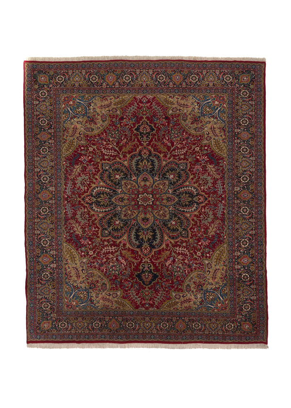 32337 Persian Rug Tabriz Handmade Area Traditional 9'6'' x 11'2'' -10x11- Red Blue Floral Design