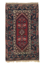 32351 Oriental Rug Turkish Handmade Area Tribal 4'0'' x 6'6'' -4x7- Blue Red Geometric Design