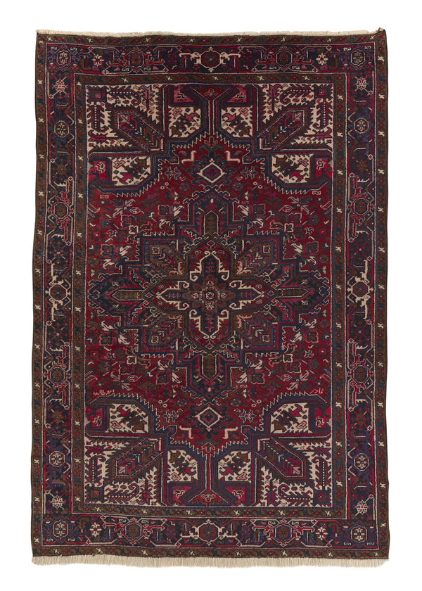 32384 Persian Rug Heriz Handmade Area Tribal Vintage 6'5'' x 9'5'' -6x9- Red Geometric Design