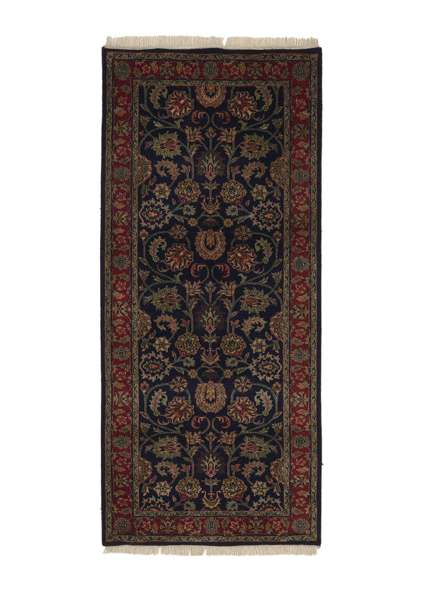 32396 Oriental Rug Indian Handmade Runner Traditional 2'7'' x 6'0'' -3x6- Blue Red Floral Design