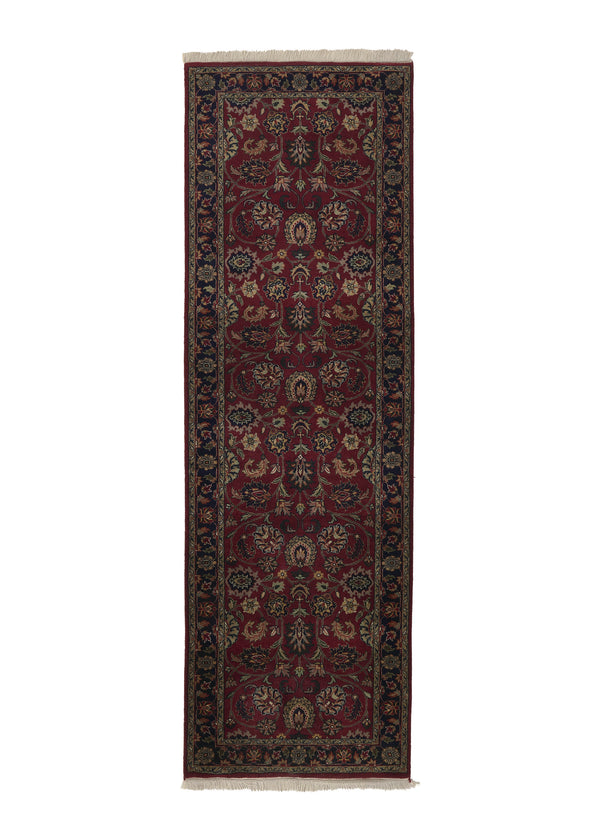 32398 Oriental Rug Indian Handmade Runner Traditional 2'7'' x 8'1'' -3x8- Red Blue Floral Design