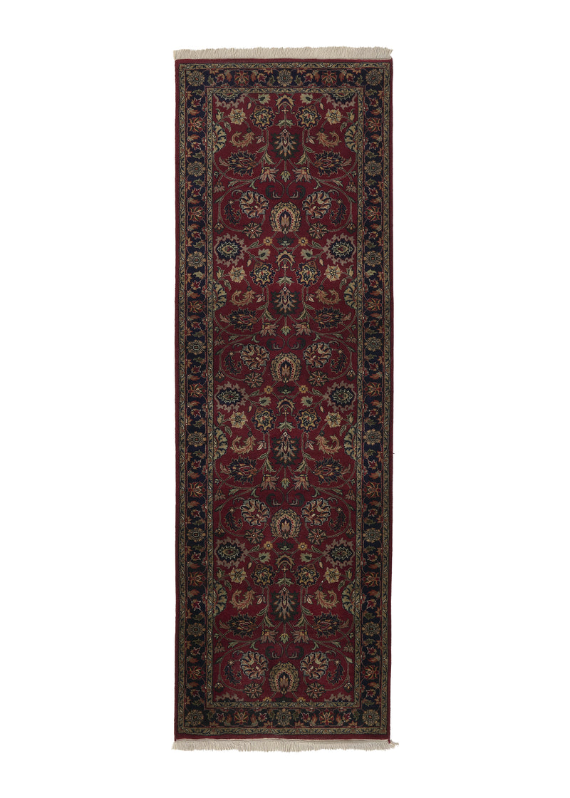 32398 Oriental Rug Indian Handmade Runner Traditional 2'7'' x 8'1'' -3x8- Red Blue Floral Design