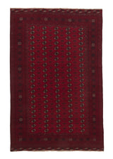 32408 Oriental Rug Afghan Handmade Area Tribal 6'5'' x 9'6'' -6x10- Red Bokhara Elephant Foot Design