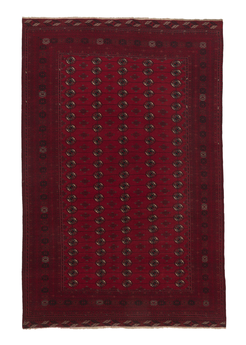 32408 Oriental Rug Afghan Handmade Area Tribal 6'5'' x 9'6'' -6x10- Red Bokhara Elephant Foot Design