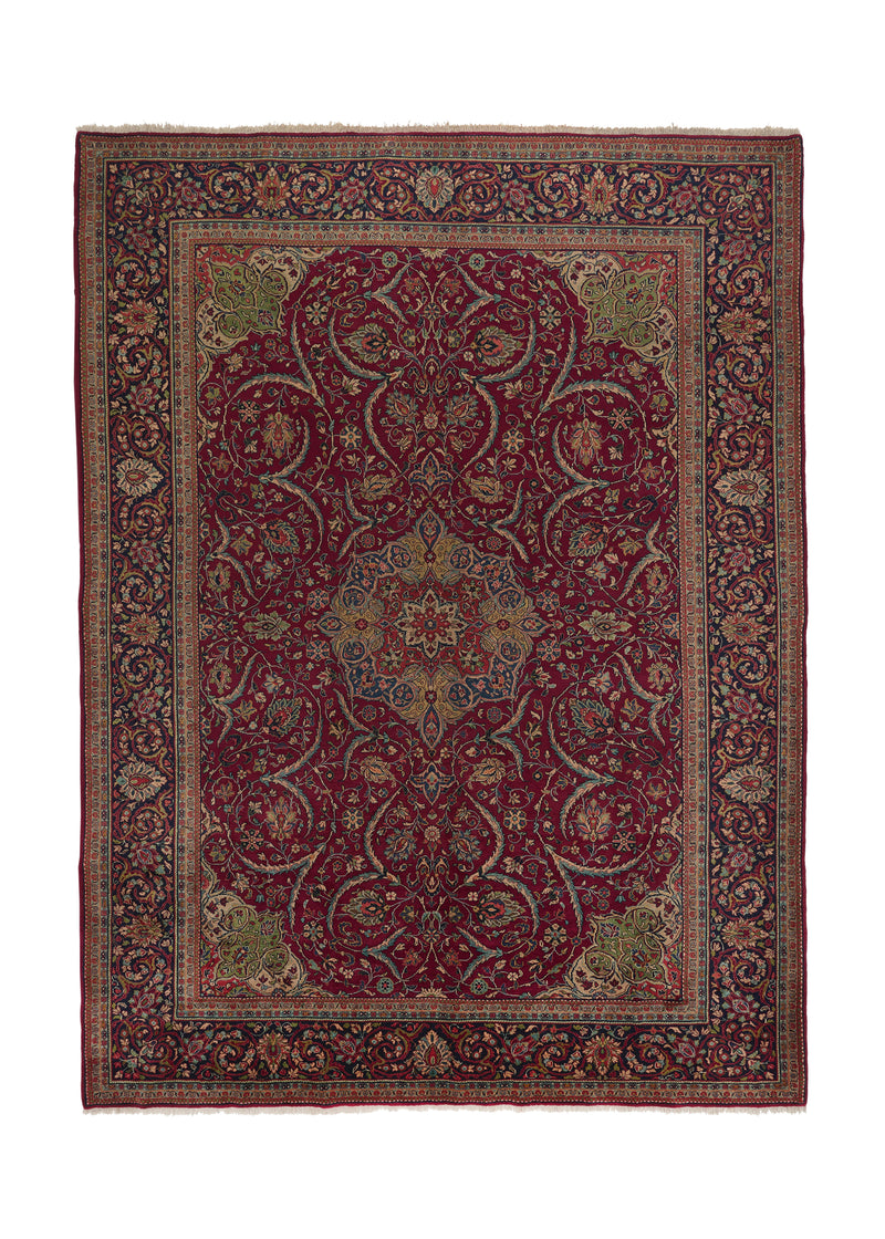 32410 Persian Rug Sarouk Handmade Area Traditional 8'11'' x 12'3'' -9x12- Red Blue Floral Design