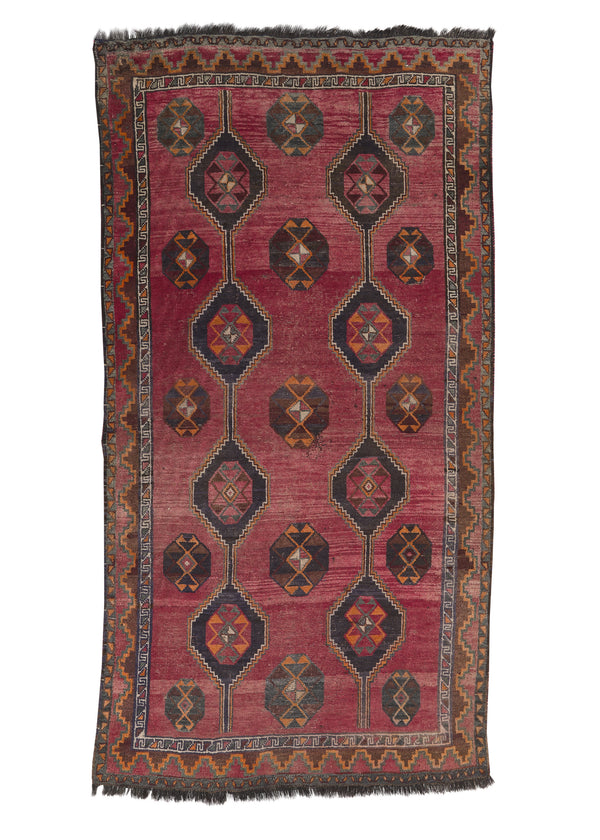 32458 Persian Rug Shiraz Handmade Area Runner Tribal Vintage 5'0'' x 9'8'' -5x10- Red Geometric Design