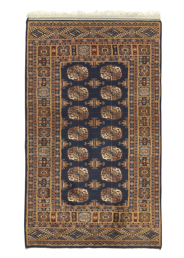 32479 Oriental Rug Pakistani Handmade Area Tribal 3'0'' x 5'0'' -3x5- Blue Bokhara Design