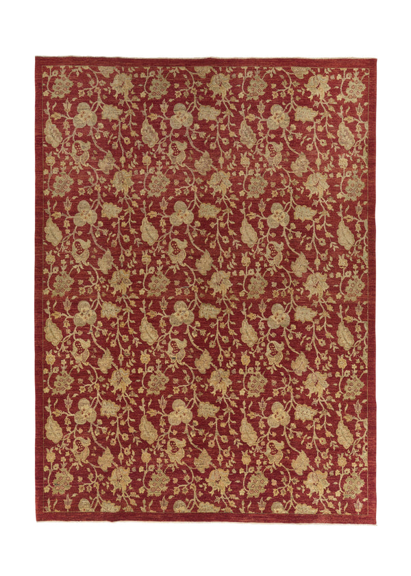 32491 Oriental Rug Pakistani Handmade Area Modern 7'3'' x 9'10'' -7x10- Red Yellow Gold Floral Design