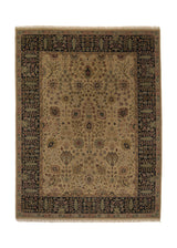 32518 Oriental Rug Indian Handmade Area Transitional 9'4'' x 12'3'' -9x12- Whites Beige Black Green Jaipur Floral Design