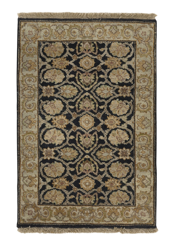 32551 Oriental Rug Indian Handmade Area Transitional 2'1'' x 3'1'' -2x3- Black Yellow Gold Oushak Design